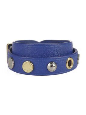 Louis Vuitton Bracelet Spike It M6693 F 17 Leather Blue Gold Hardware